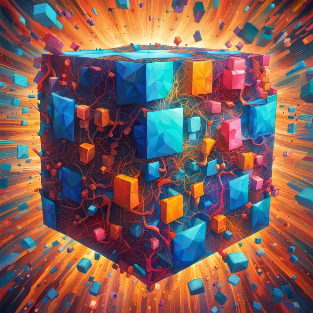 Psychedelic Cubes in Hyperrealistic Splash Art