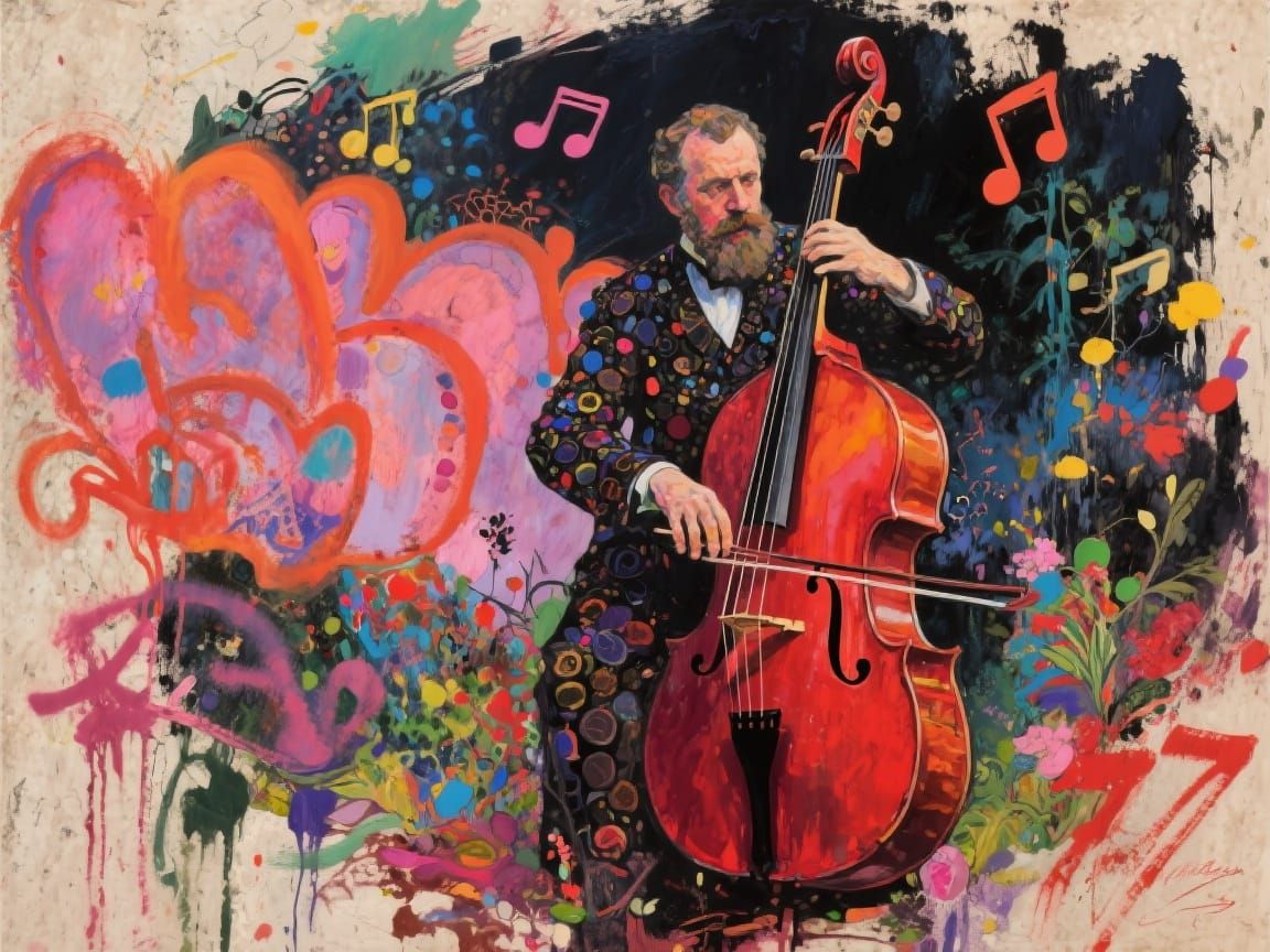 Abstract Jazz Music in Vibrant Portrait Style