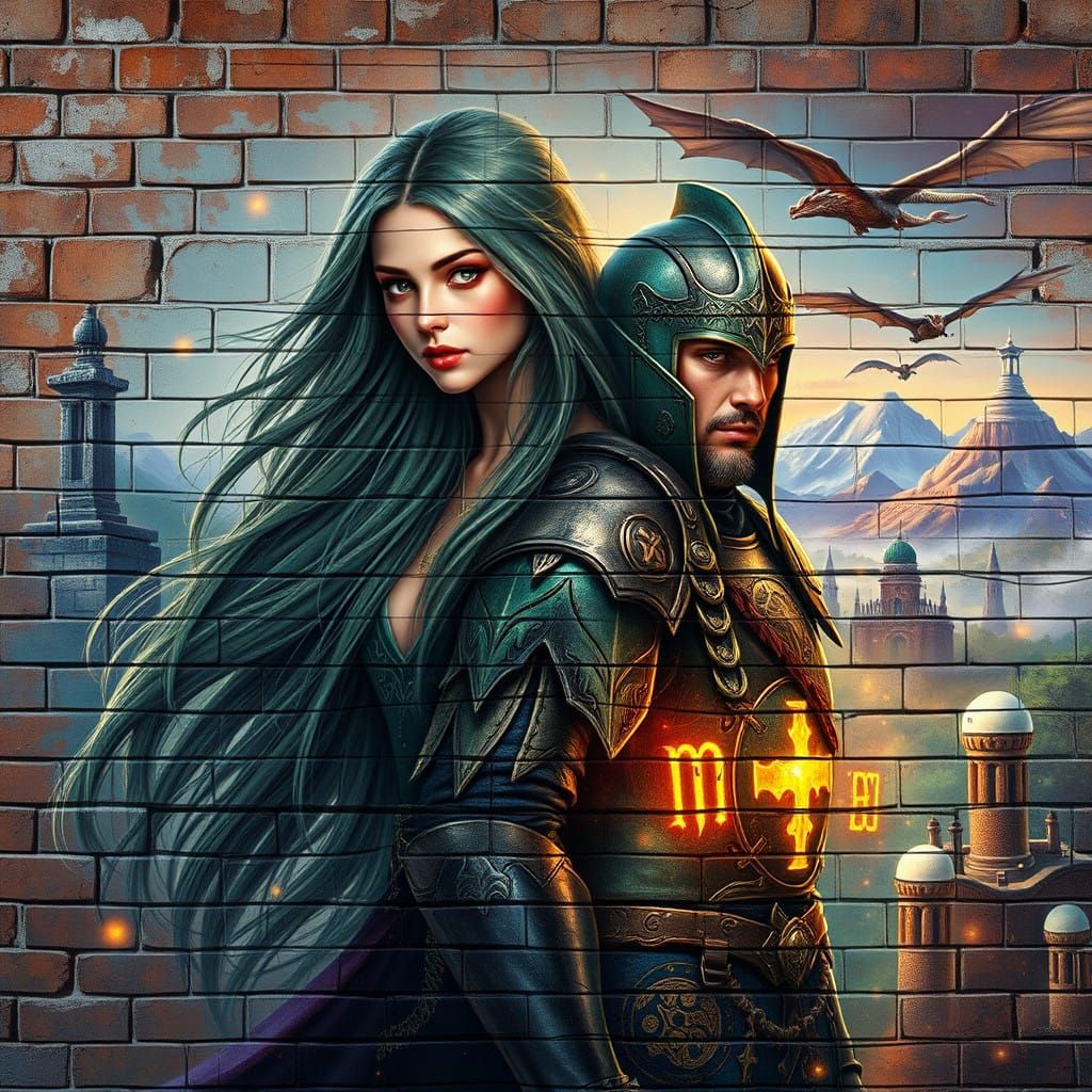 Magical Quest Unfolds on Weathered Brick Canvas