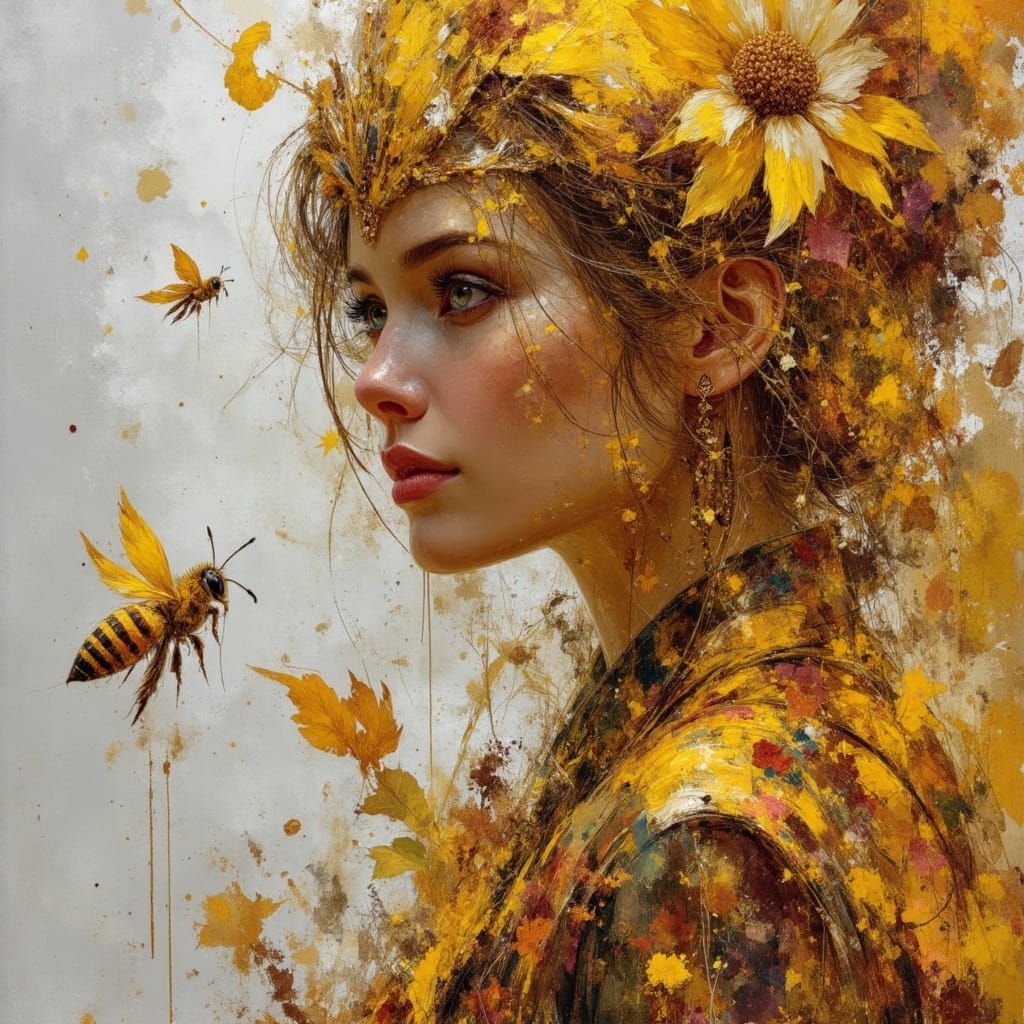 Bee Superhero in Steampunk Digital Art Style