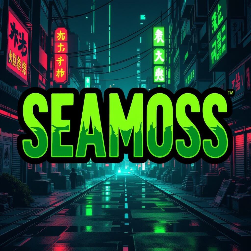 Vibrant Green 'Seamoss' Video Game Logo