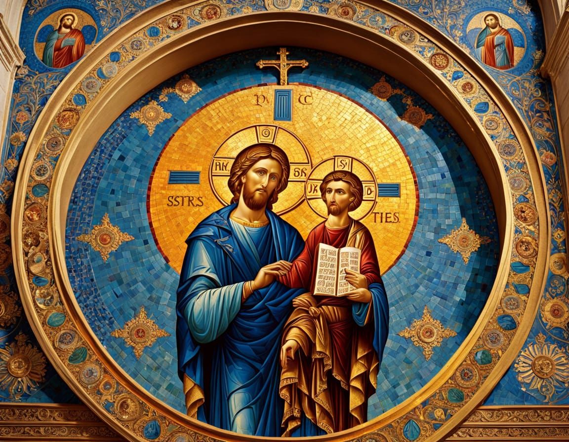 Serene Jesus Christ in Byzantine Mosaic Artwork