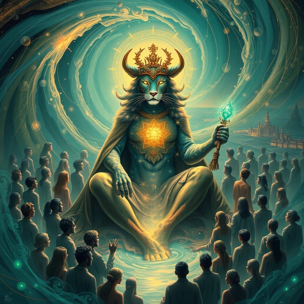 Leopard Queen of Time in Cosmic Dreamscape