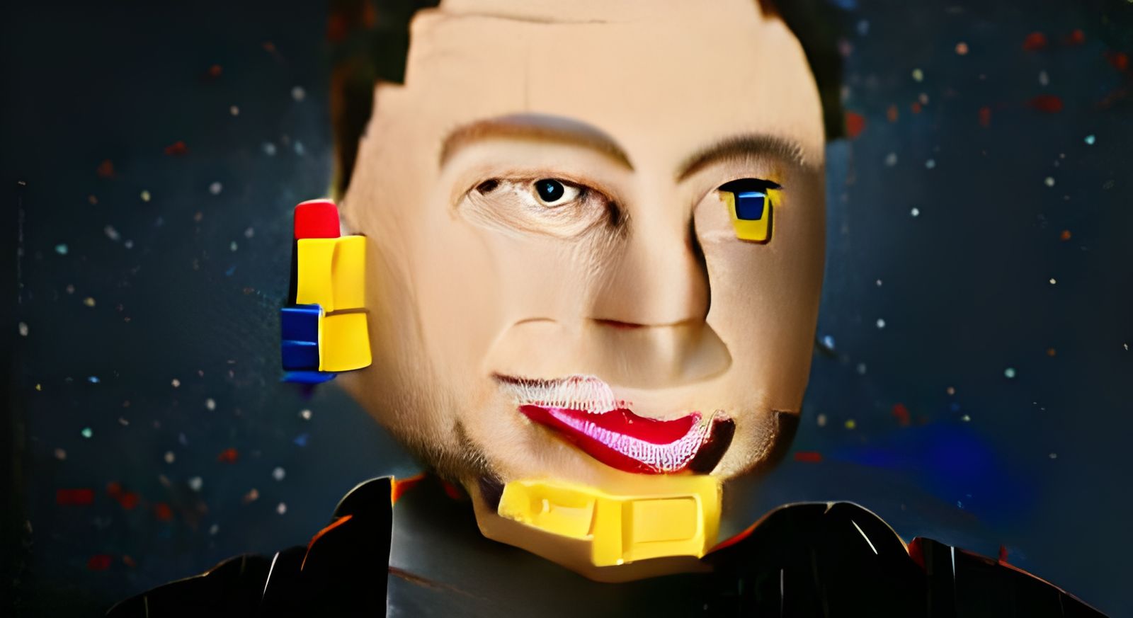 Elon Musk as LEGO Astronaut in Space