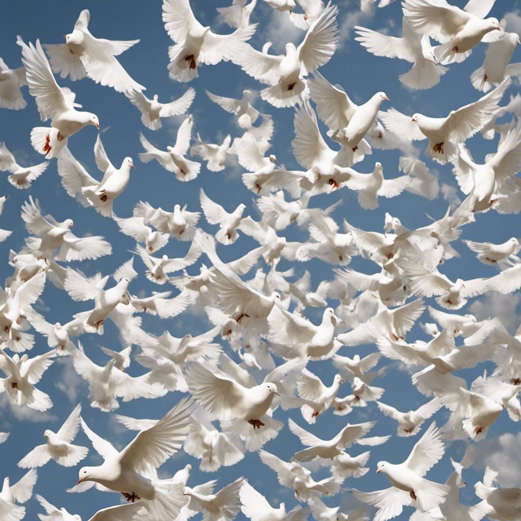 Doves Form Peace Sign in Mid-Air