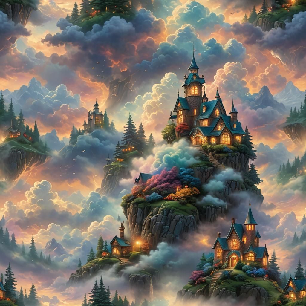Multicolored Cloud Lamp in Ethereal Fantasy Style