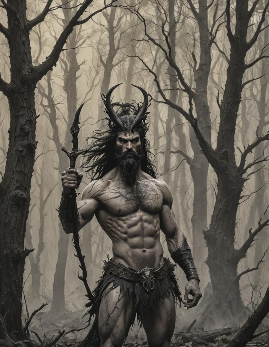 Fantasy Warrior Battles Dragon in Frazetta Style