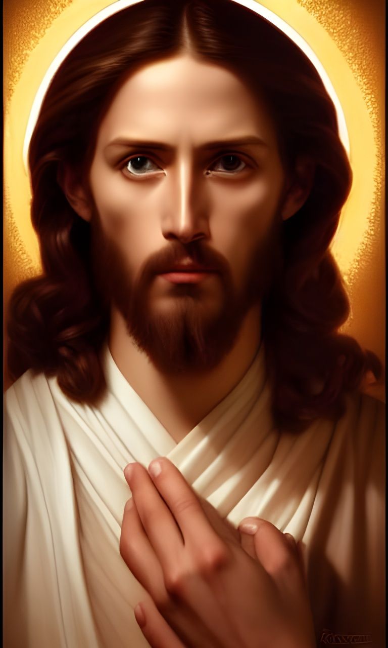 The face of Jesus. symmetrical face, digital art, photorealistic