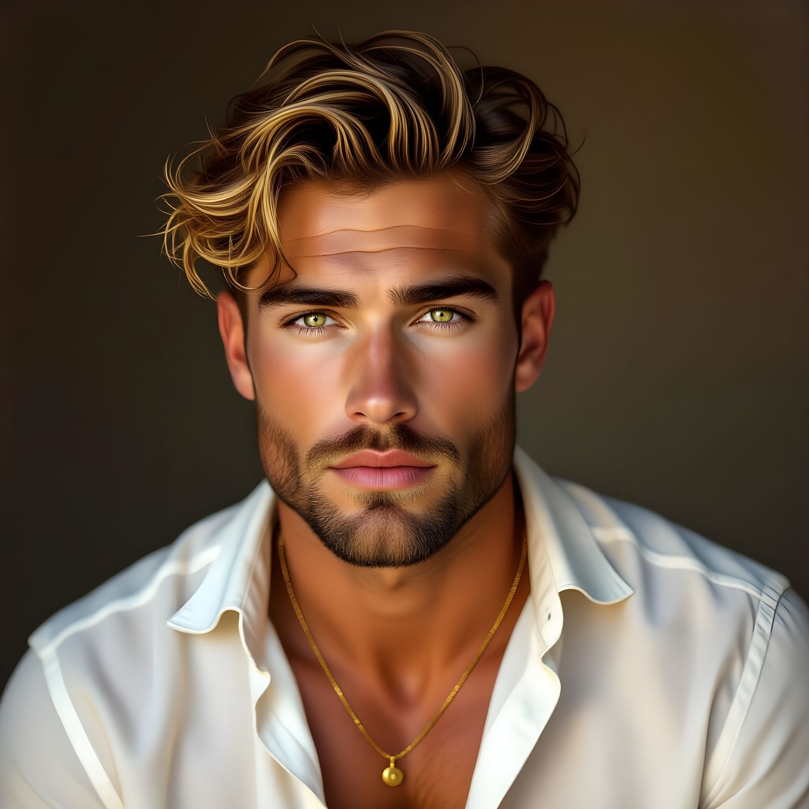 Portrait of Handsome Man with Sun-Kissed Hair