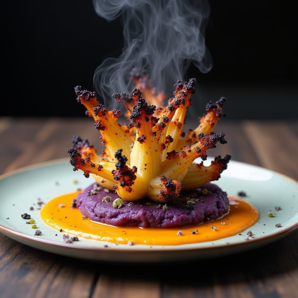 Charred Cauliflower Tentacle with Black Garlic Glaze