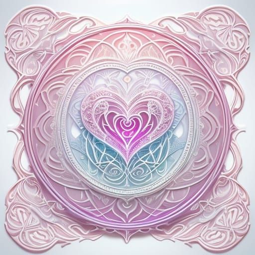 Whimsical Heart Landscape in Pastel Hues