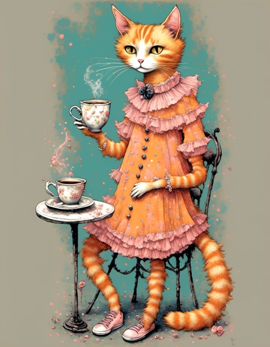 Good morning with coffee cat. ☕️😽