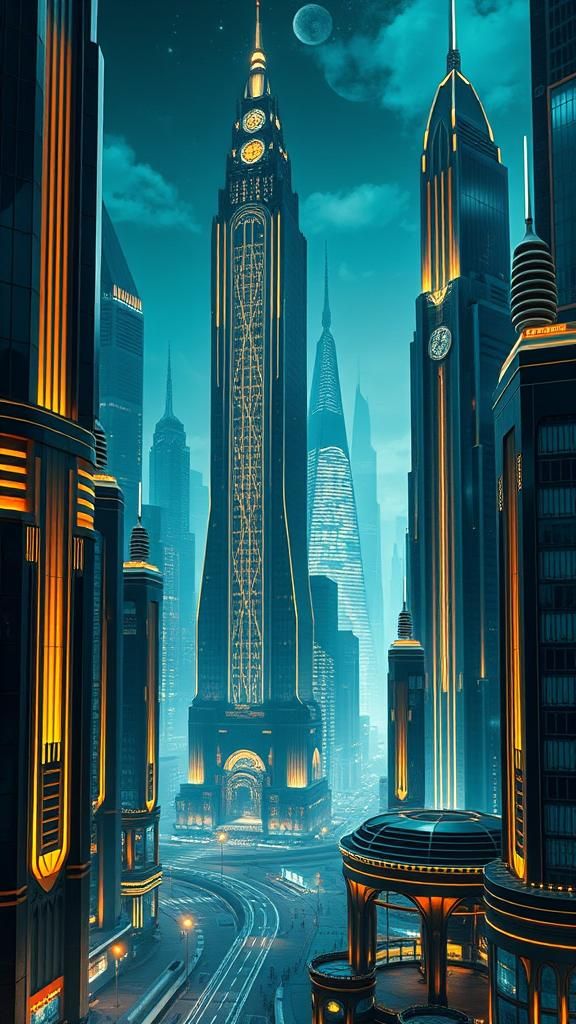 dystopian art deco city
