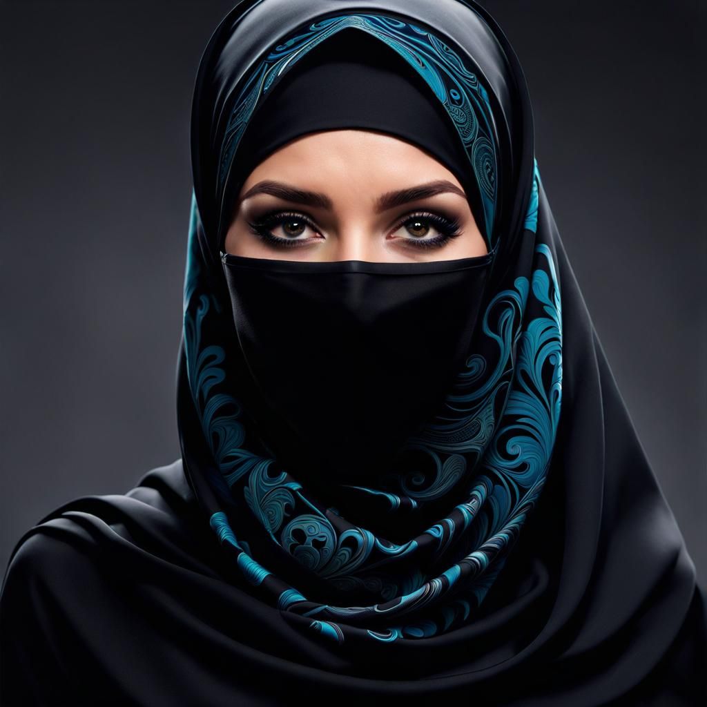Beautiful Hijabi Woman with Covered Face