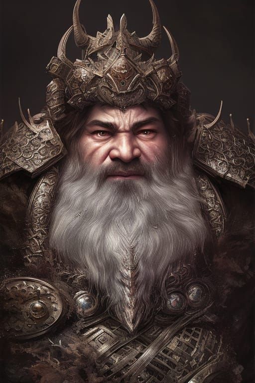 Majestic Dwarven King Portrait in Daedalic Armour