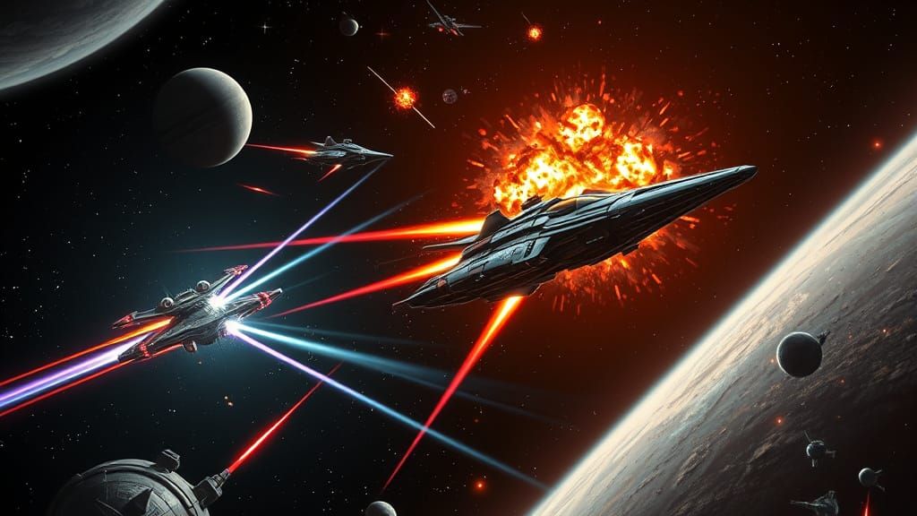 Dramatic Space Battle Unfolds in a Cosmic Vortex