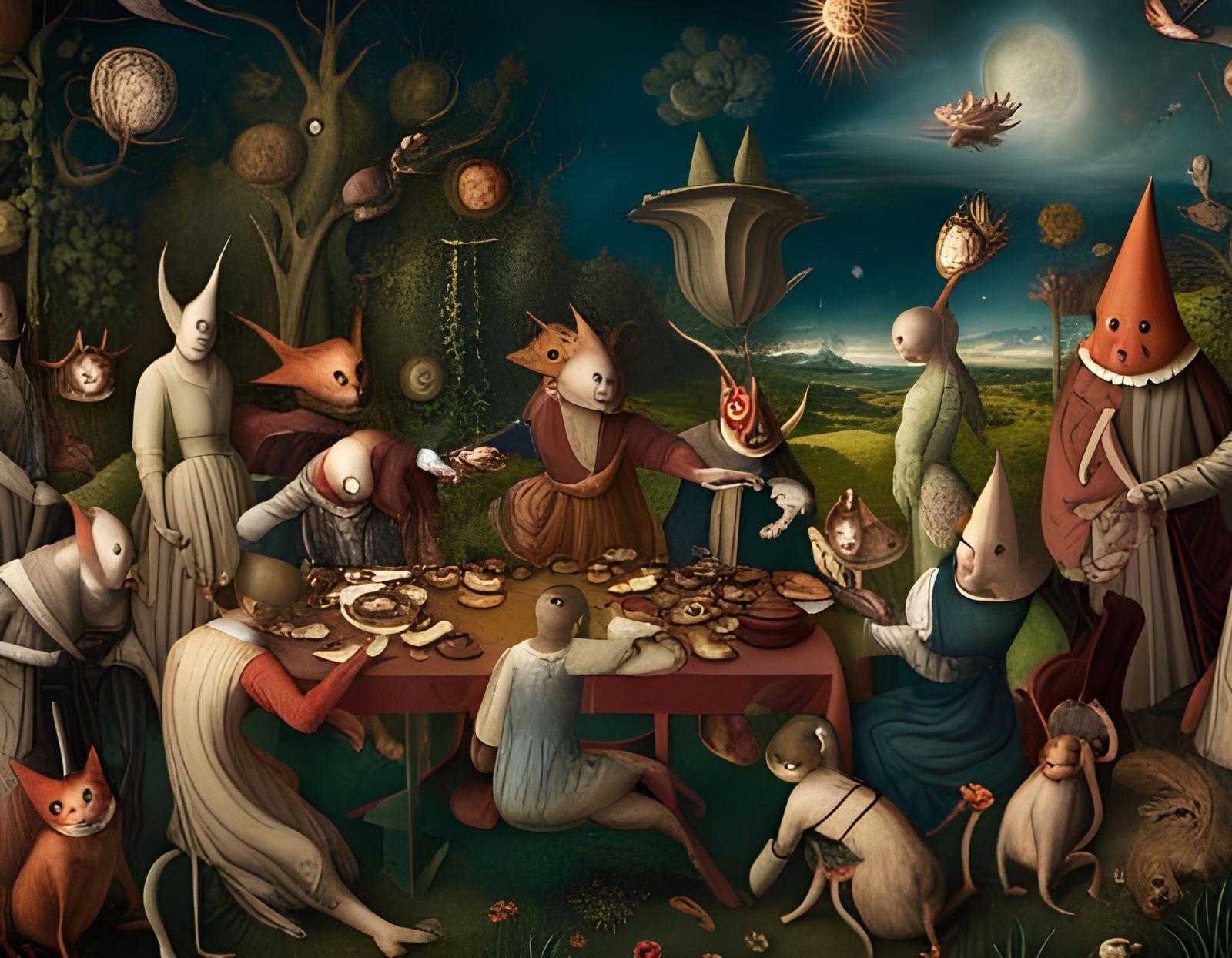 Bosch-Style Garden Party with Cryptids and Demons