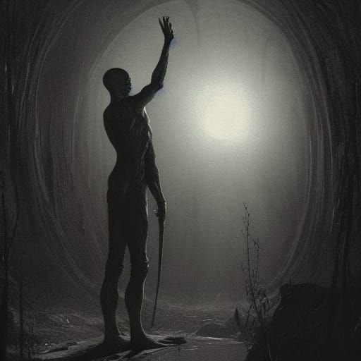 Slender Man: A Horror Scene in Engraving Style