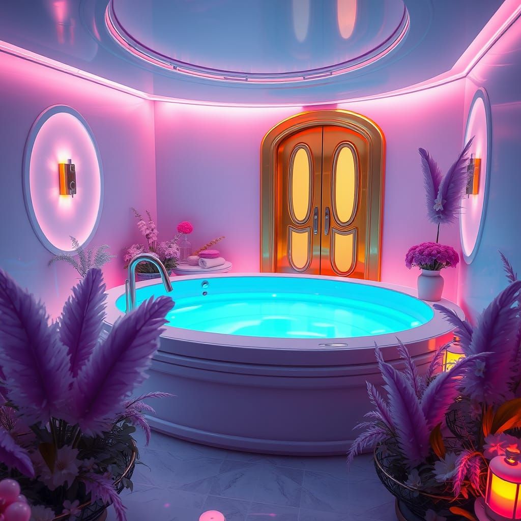 Futuristic Magical Spa Radiating Gentle Light