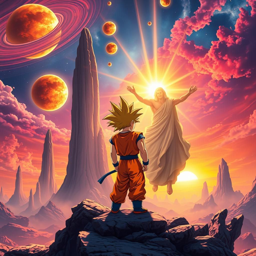 Goku vs. Jesus on Nibiru in Anime Style