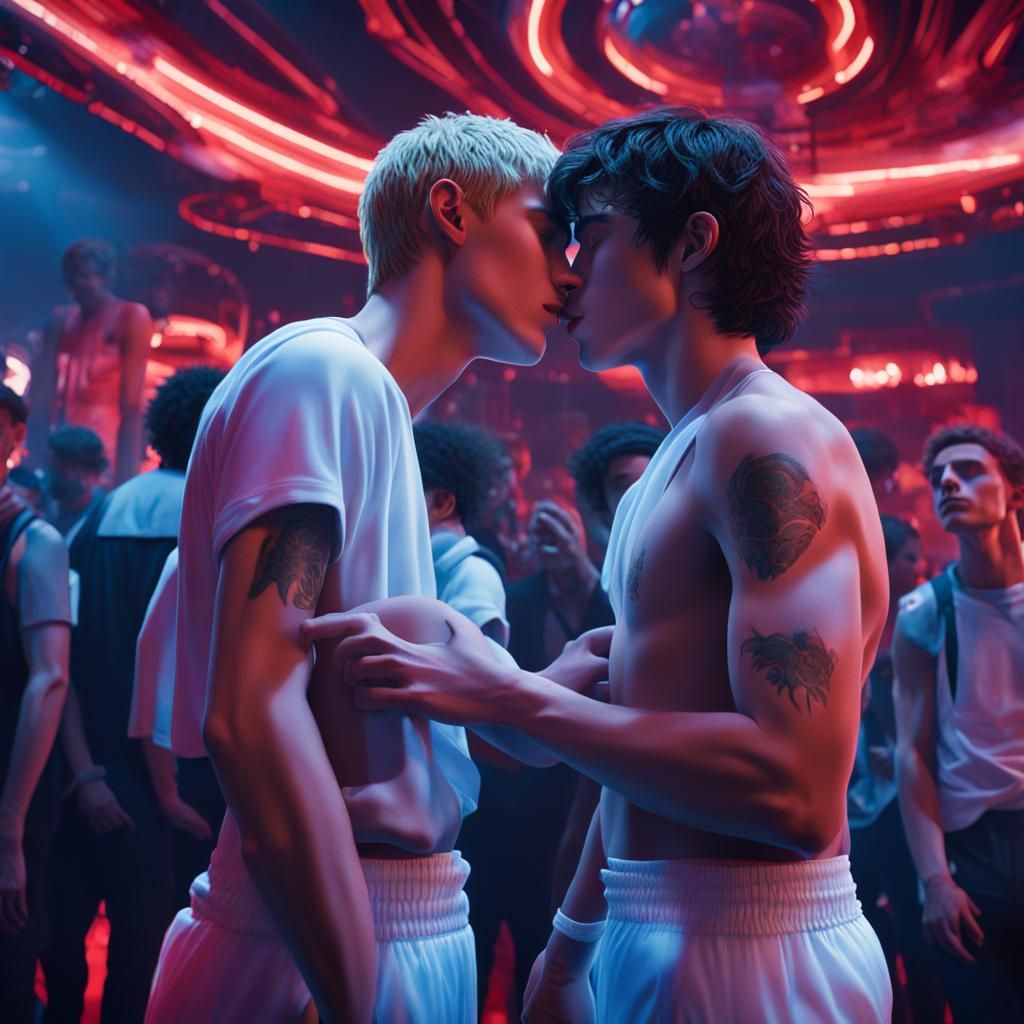 Intimate Kiss in Latex Club: Digital Matte Painting