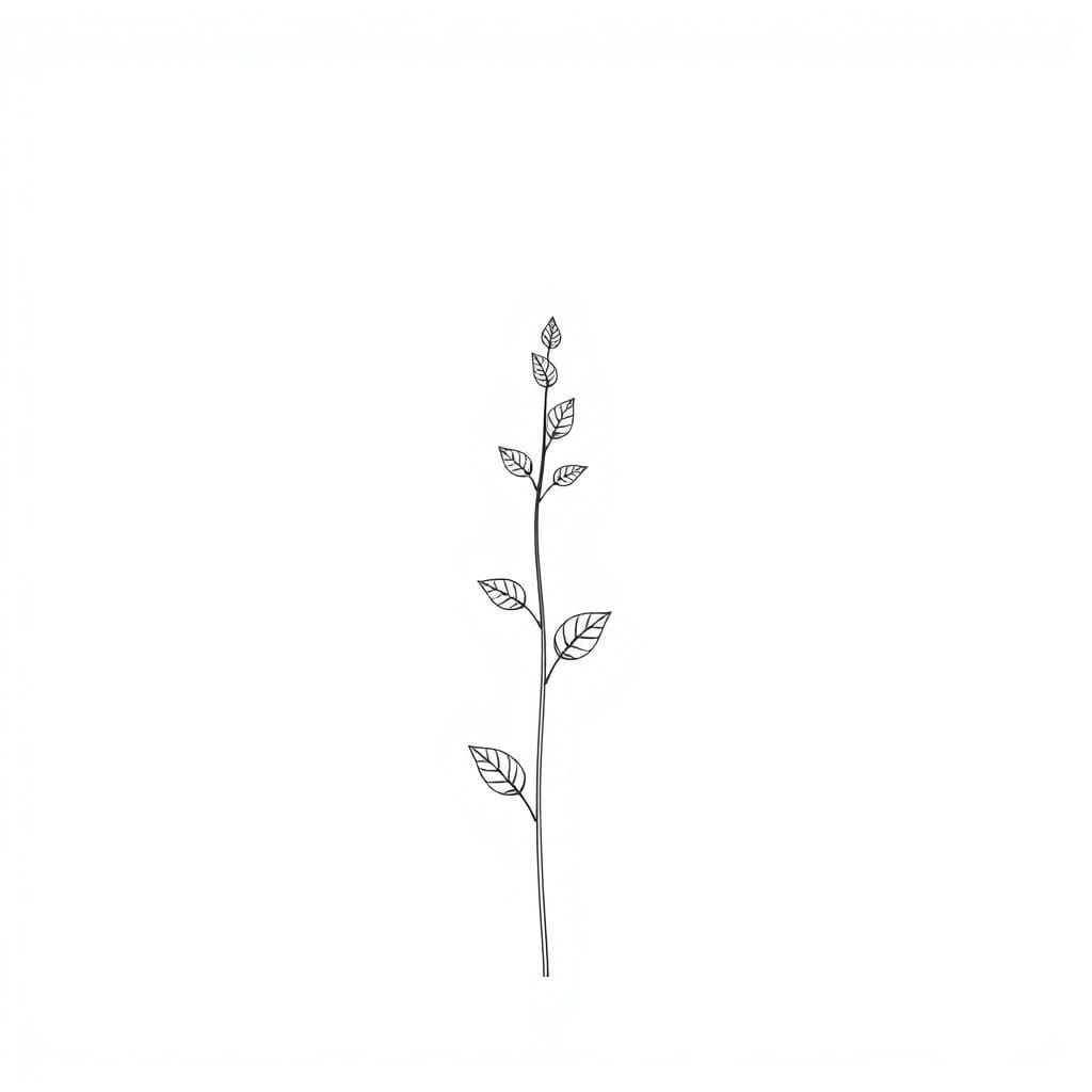 Elegant Minimalist Line Drawing of a Growing Plant