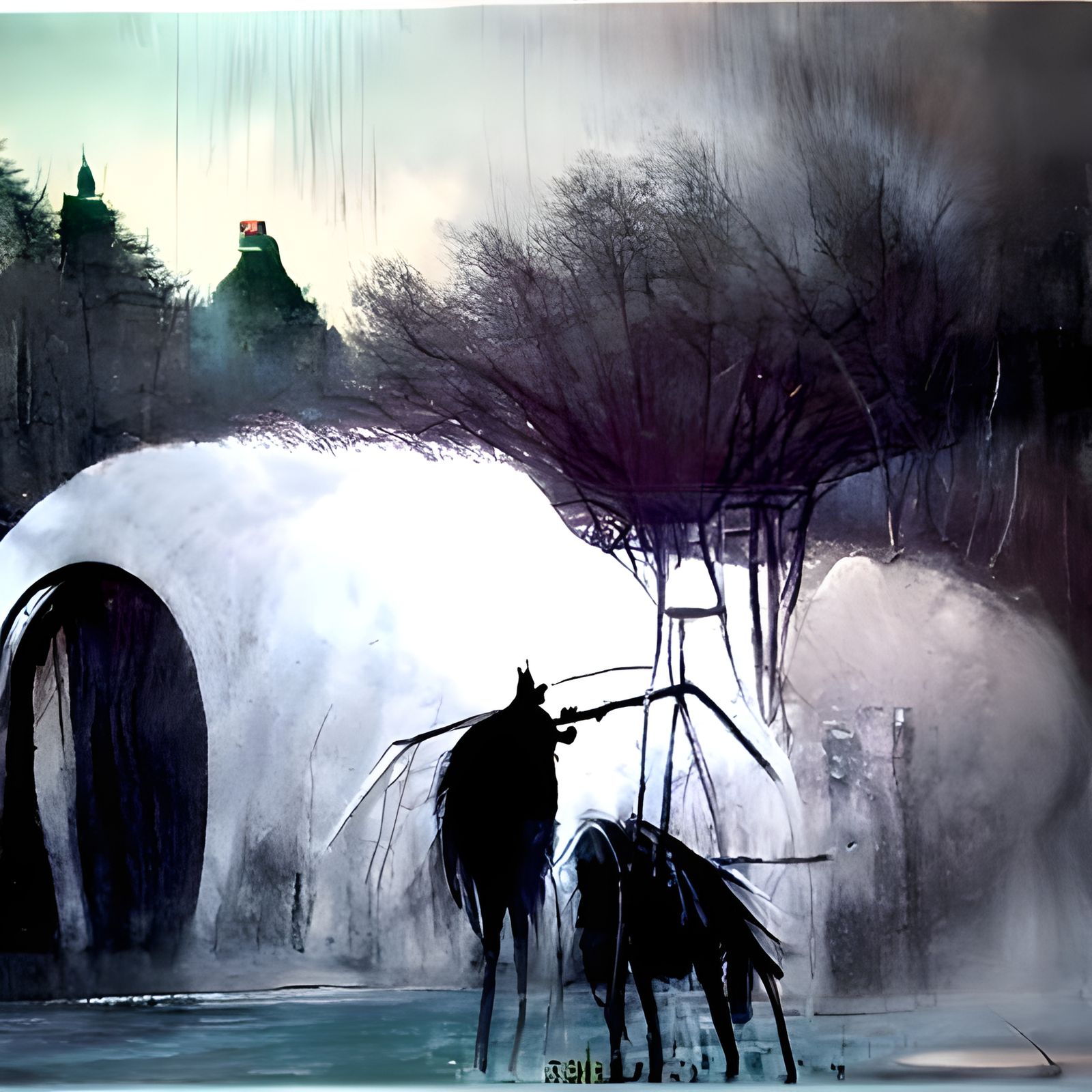Rider in the Rain: Dark Fantasy Painting