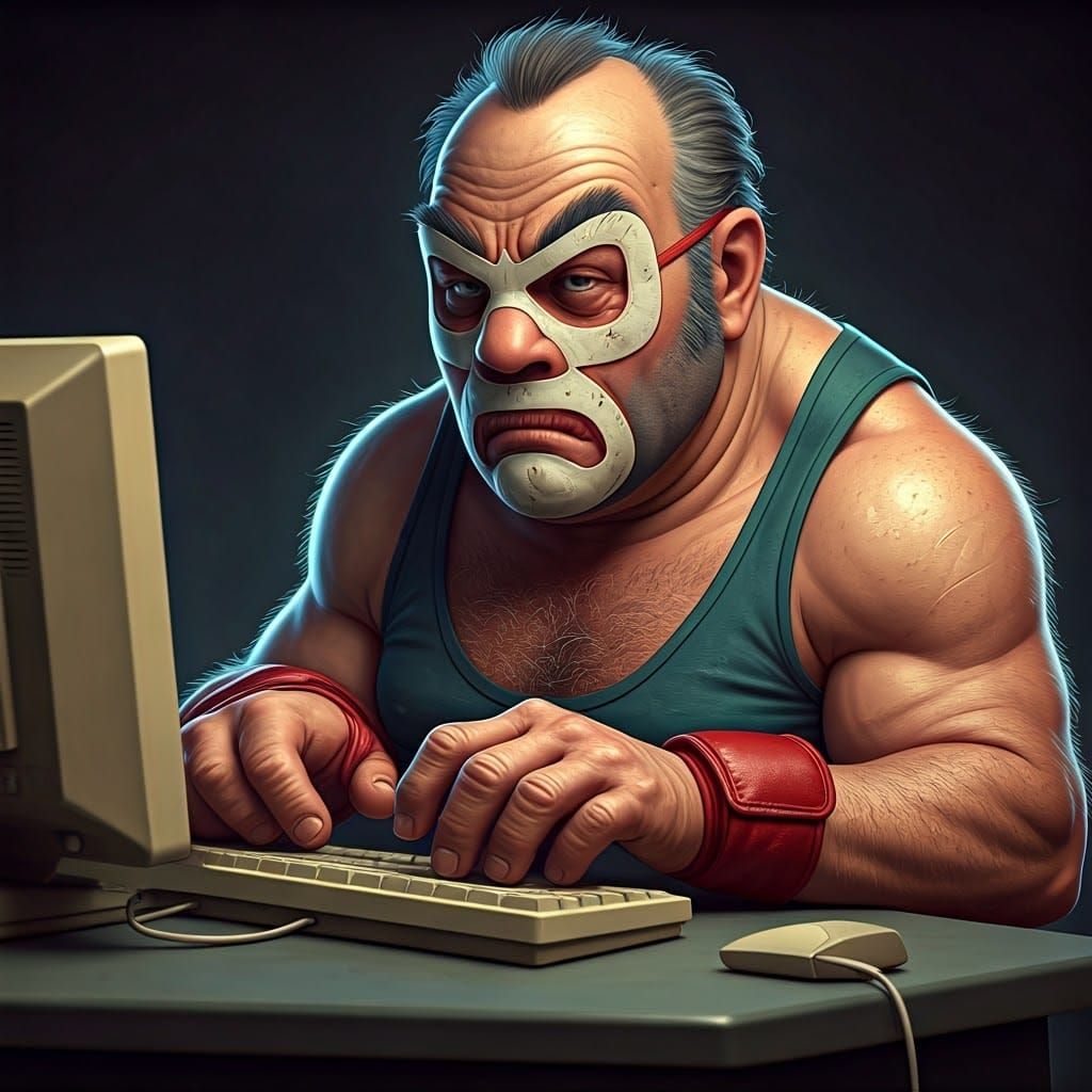 Angry Luchador's Retro Computing in 3D Digital Art