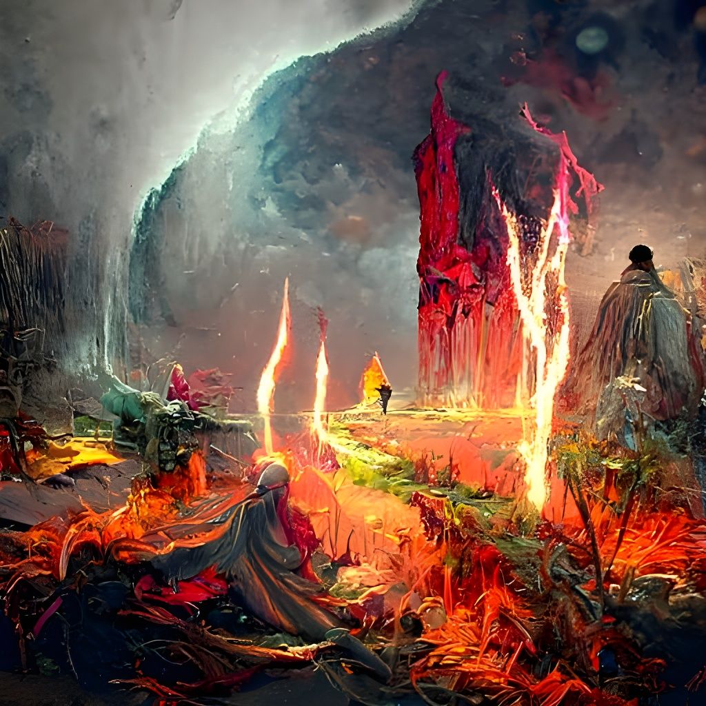 Fiery Warlock in Epic Fantasy Battle