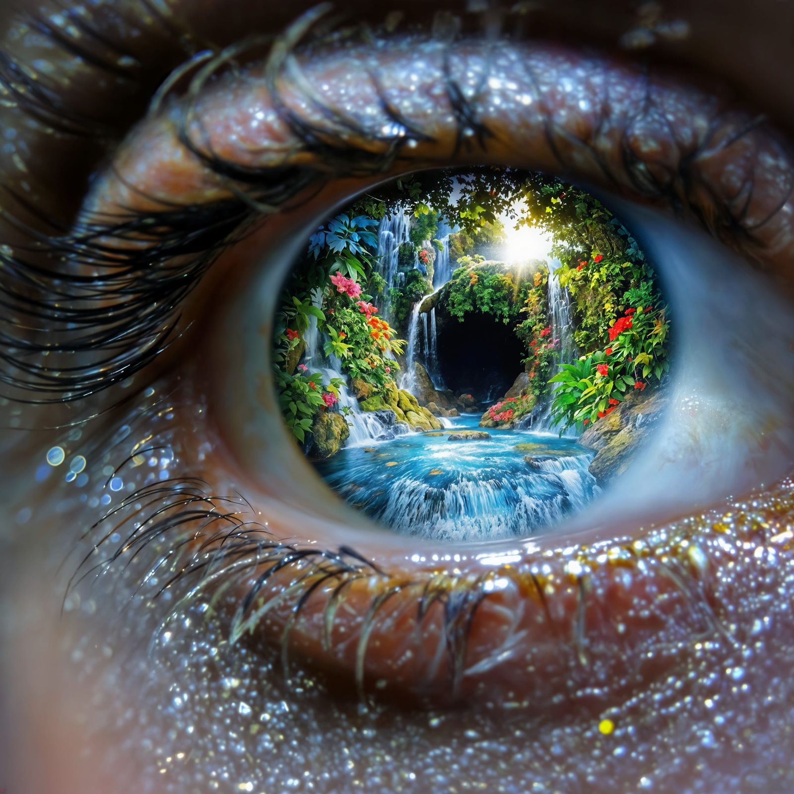 Eye Iris as Lush Jungle Scene