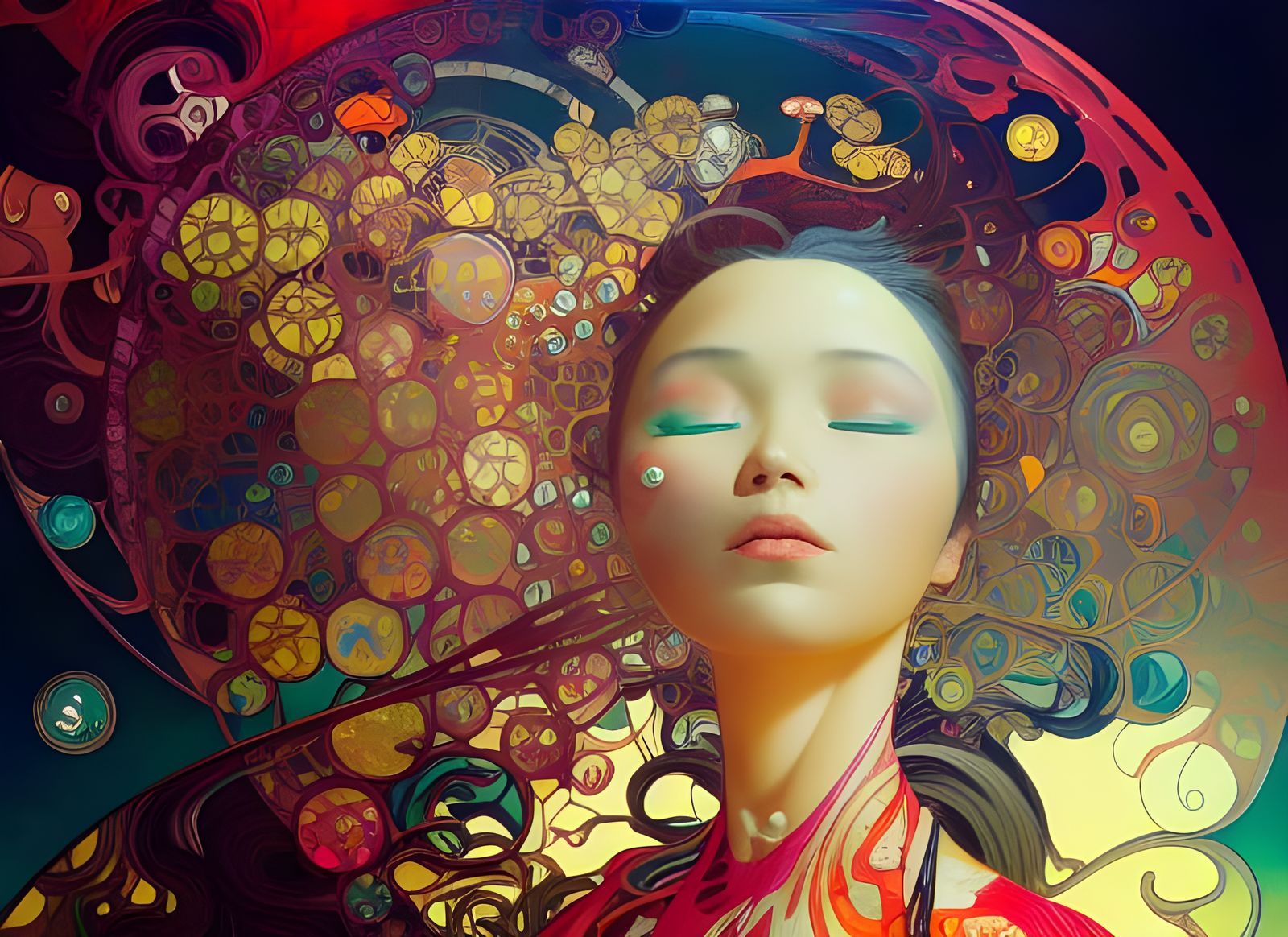 Vibrant Melting Liquid Portrait Inspired by Art Masters