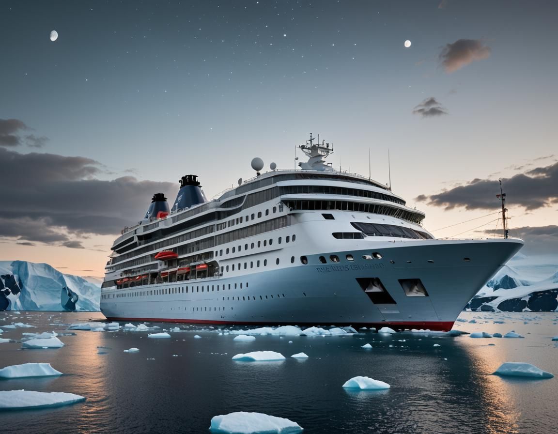 A big cruise modern ship that takes people to Antarctica