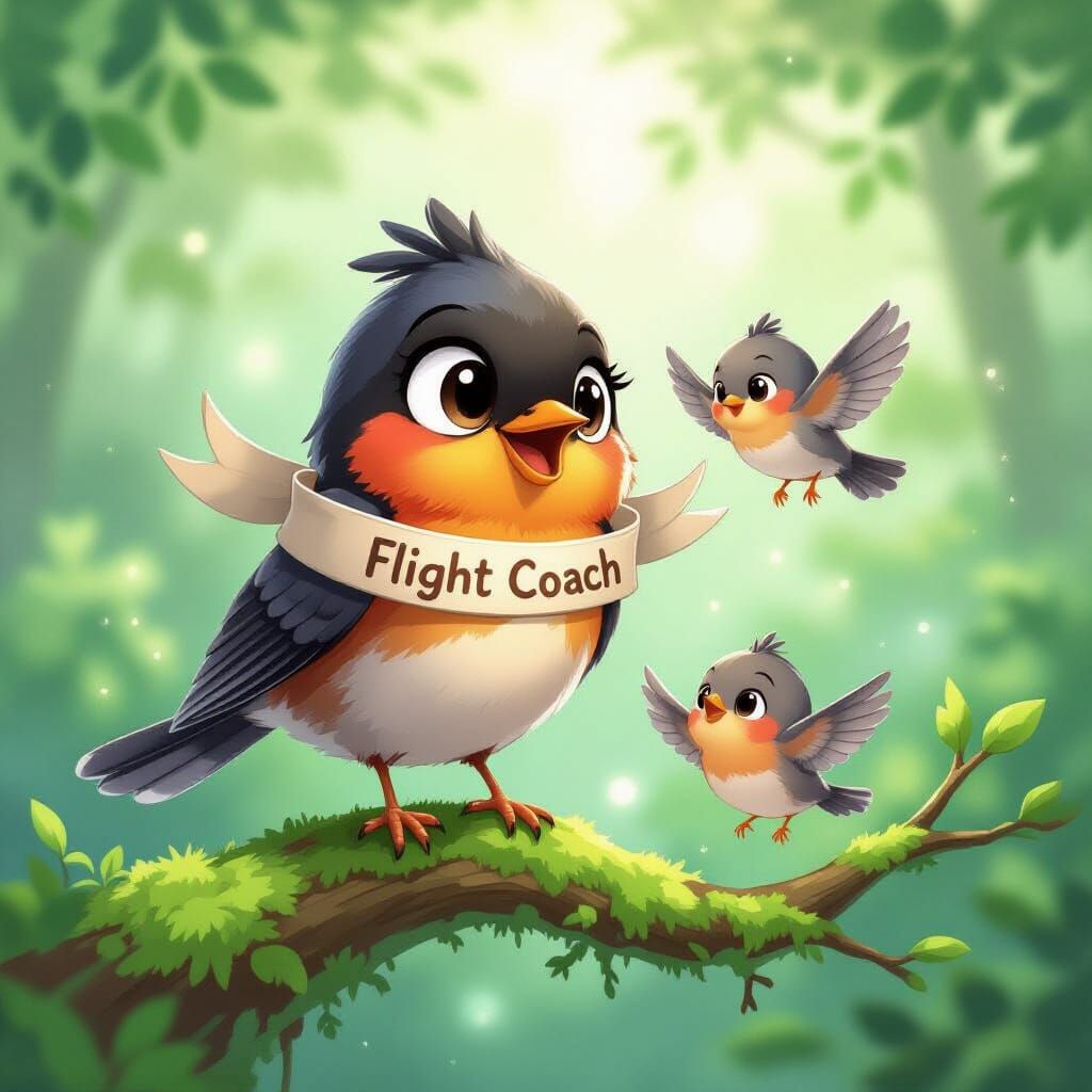 Proud Flight Coach Robin in Ghibli Style