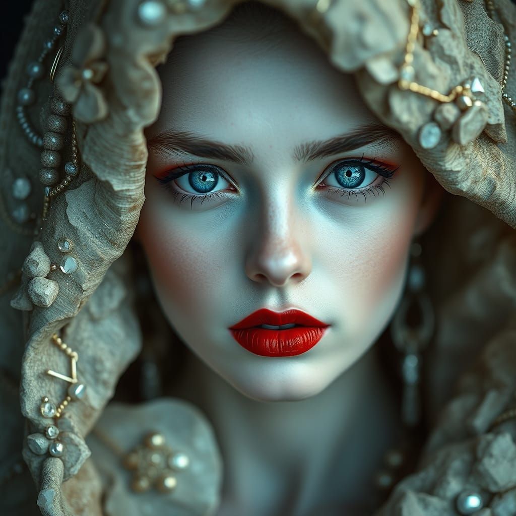 Beautiful Alien Woman with Crystal Accents in 24k