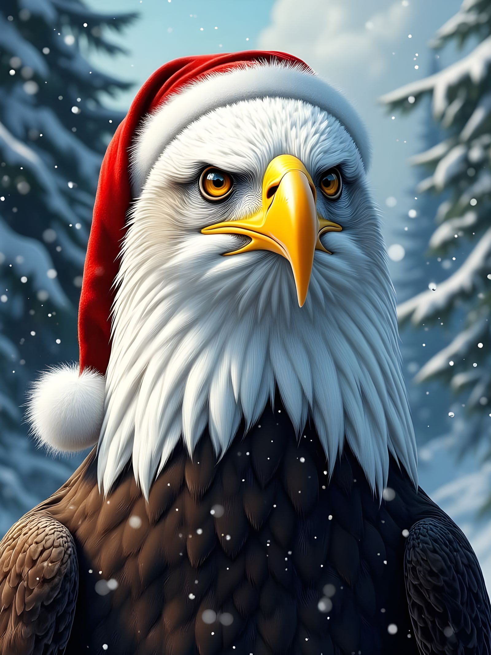 Majestic Christmas Eagle in Festive Flight