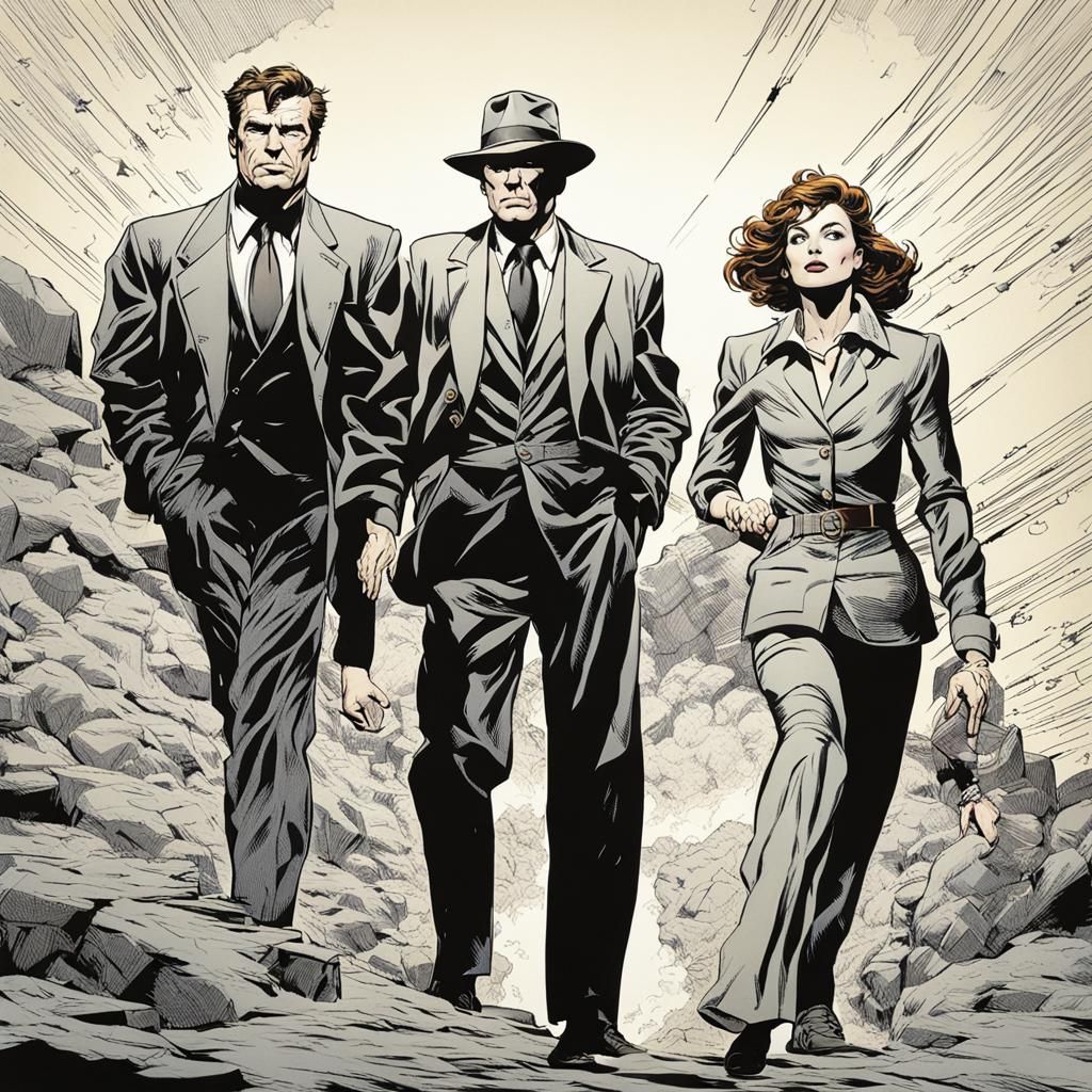 Comic Book Art of Three Characters Relaxing