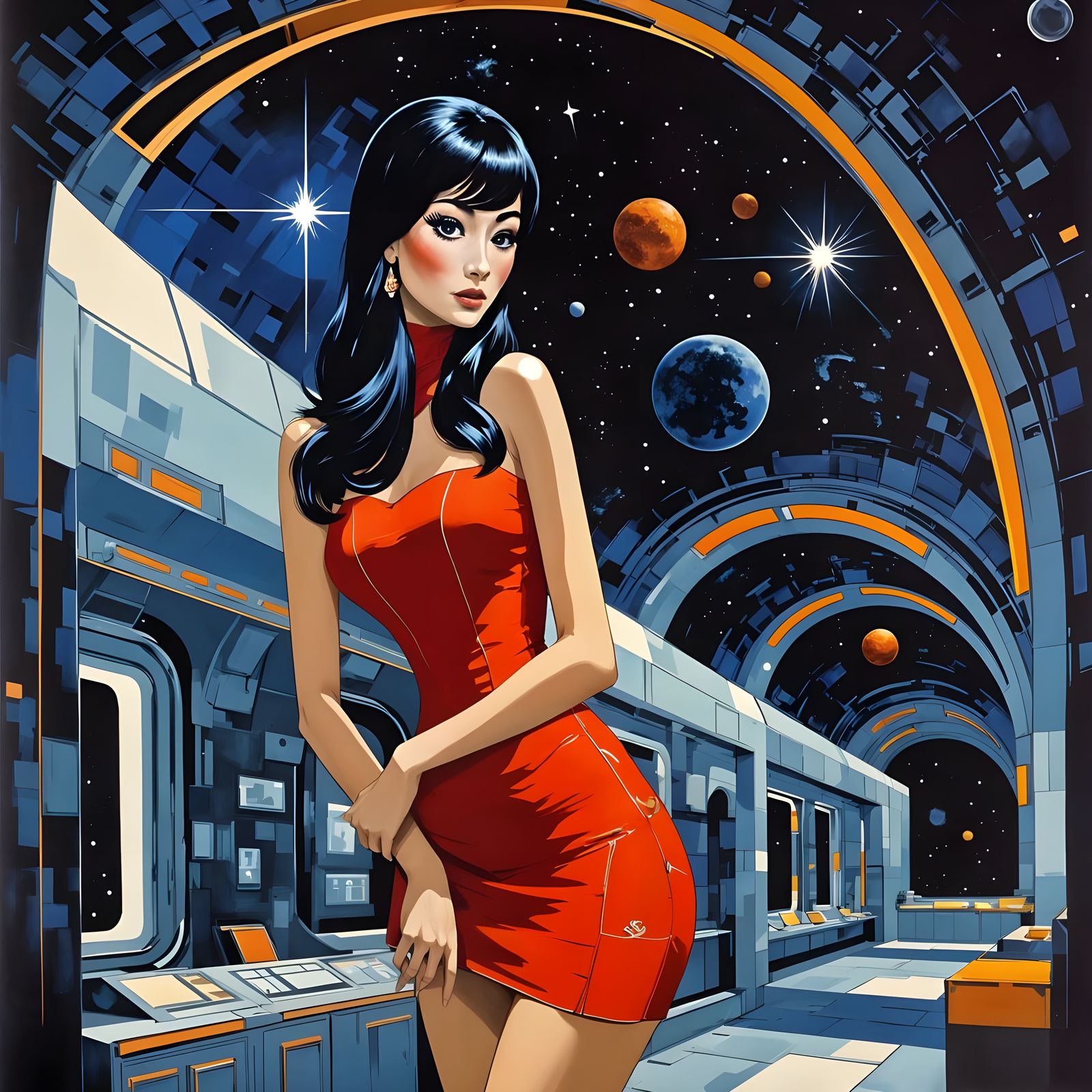 Galactic Goddess in Cosmic Corridor