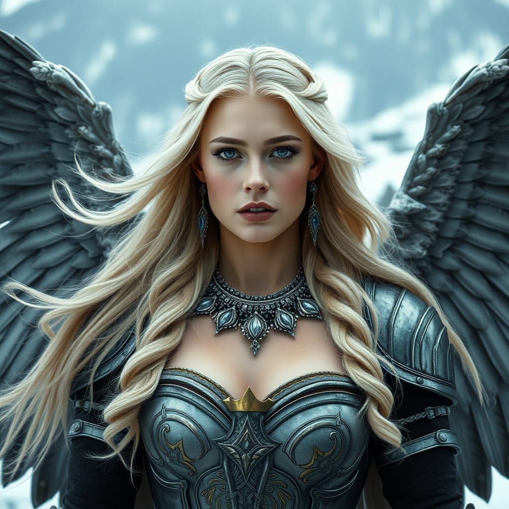 Viking Valkyrie in Snowy Village