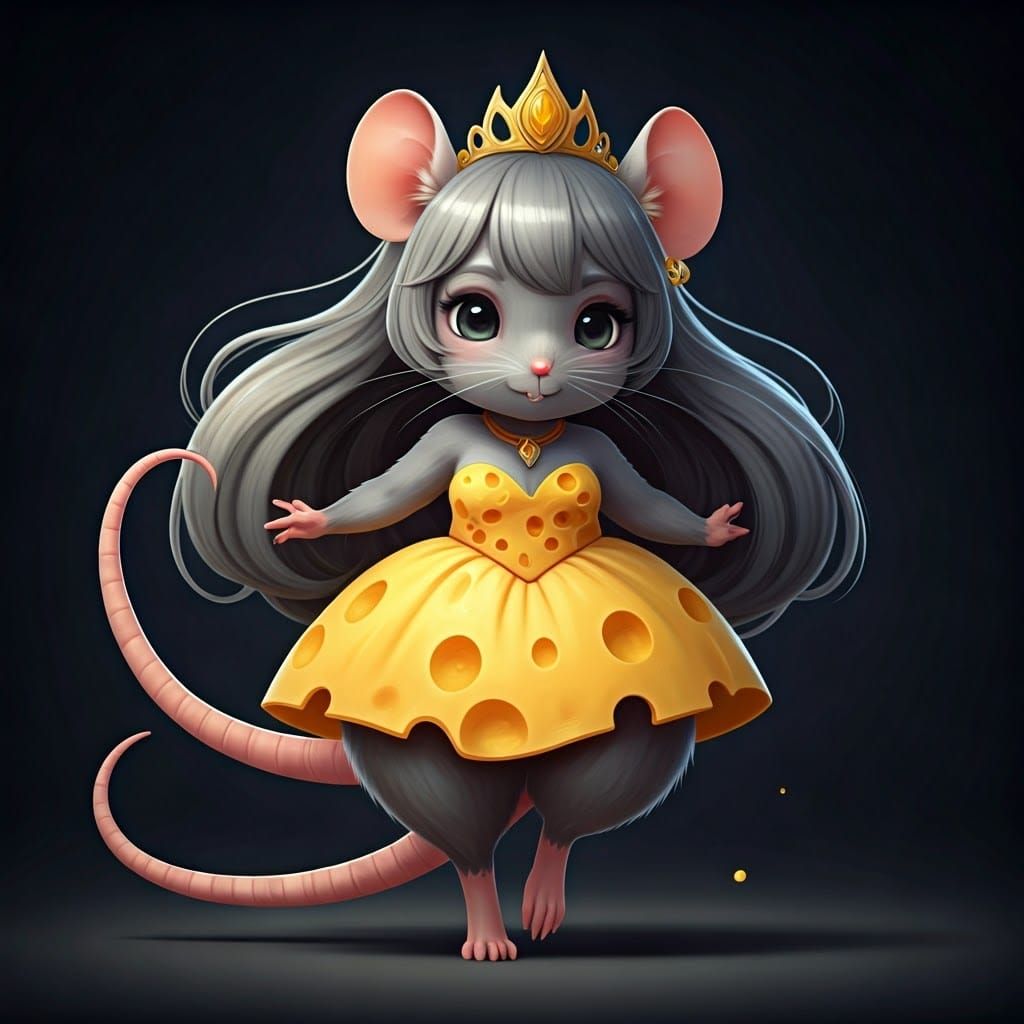 Dancing Ratgirl in Cheese Dress: 3D Anime Art
