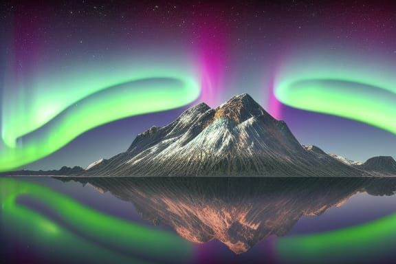 Stunning Aurora Borealis Over Mountainscape
