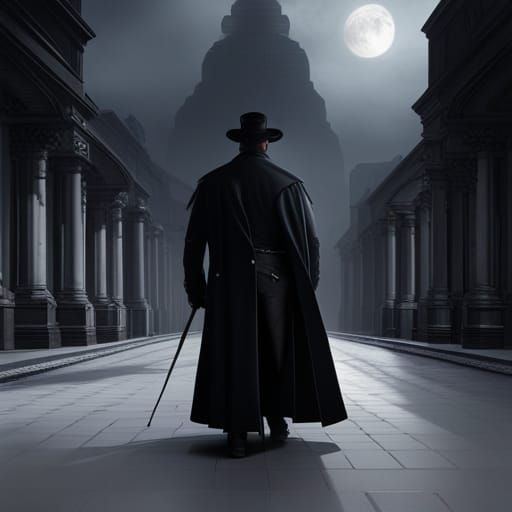 Mysterious Man in Black: Fantasy Concept Art