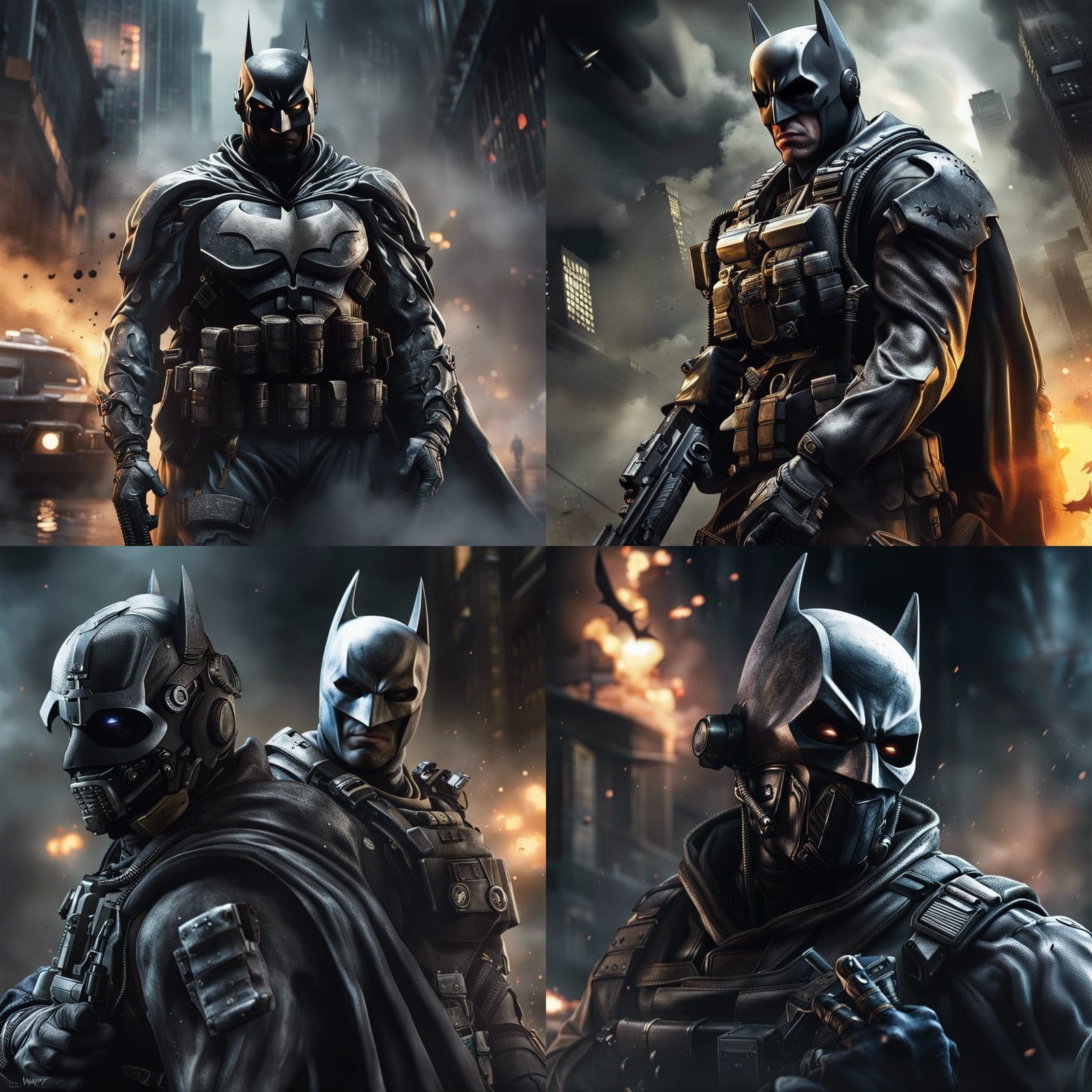 Batman and Ghost: Hyperrealistic Gotham City Duo