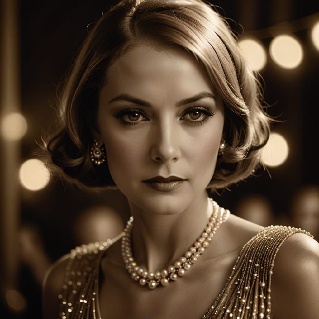 Glamorous 1920s Woman in Gilded Portrait