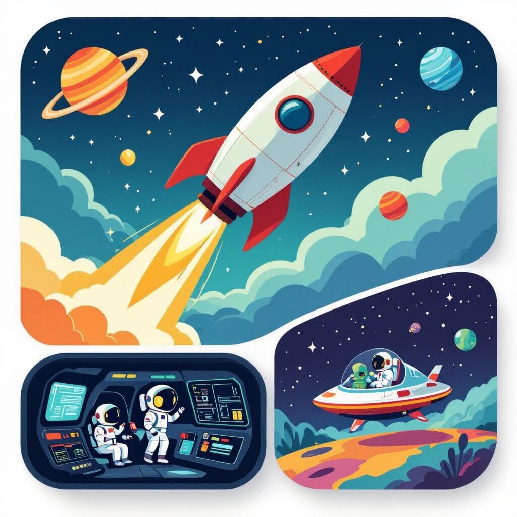 Exploring Rocket Ships in Space: AI-Generated Imagery