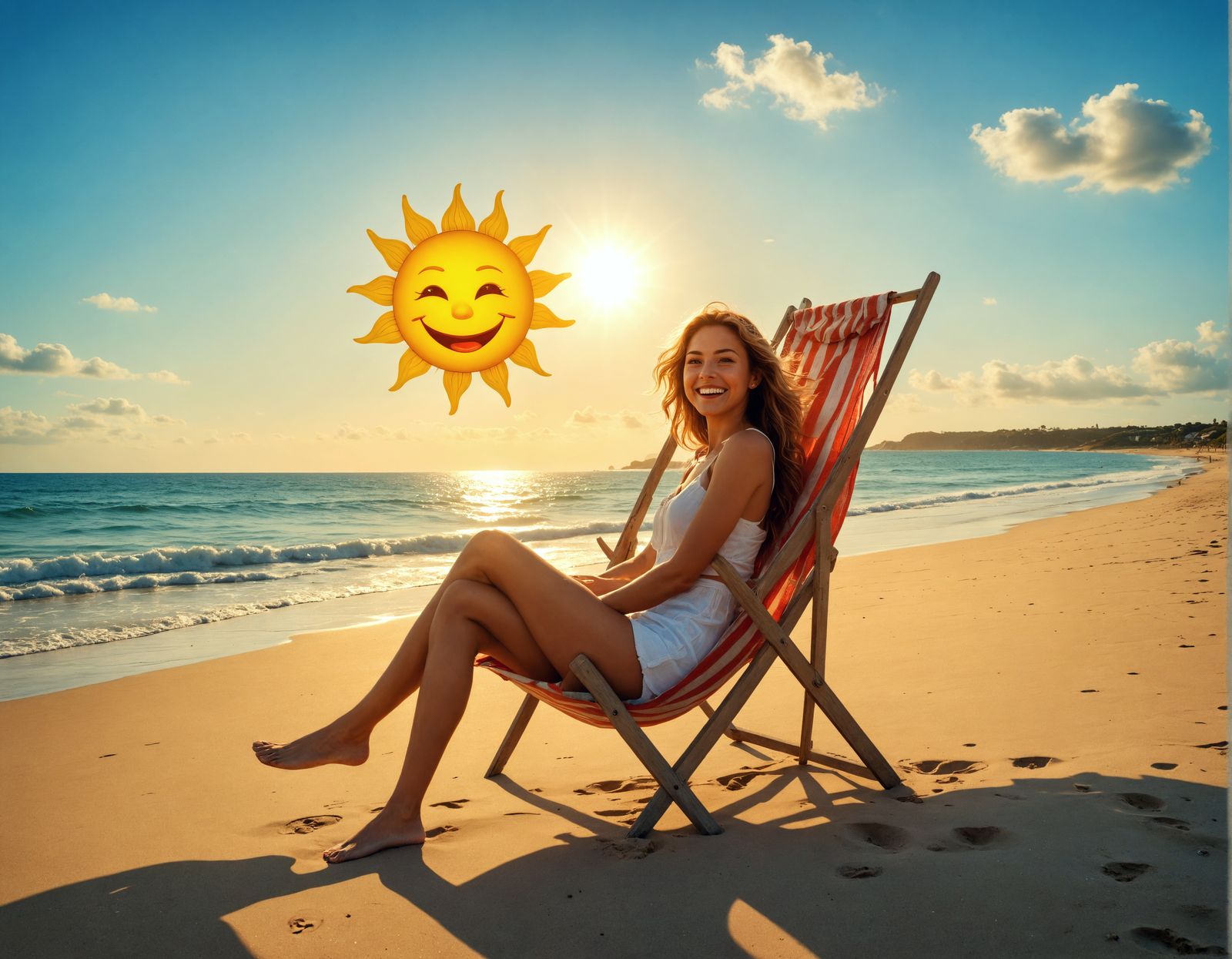 Smiling Sun Over Beach: Hyperrealistic Cinematic HDR