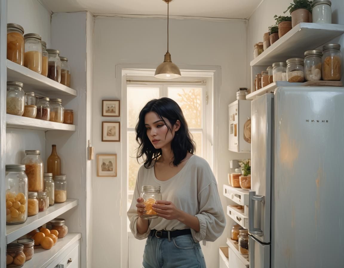 Woman with Glowing Jar Concept Art