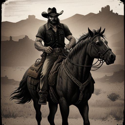 Sepia Cowboys in Western Noir Style