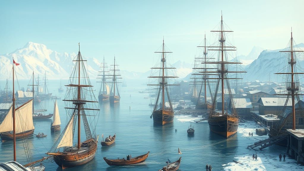 Frostbitten Port City in the Frozen North of a Fantasy World