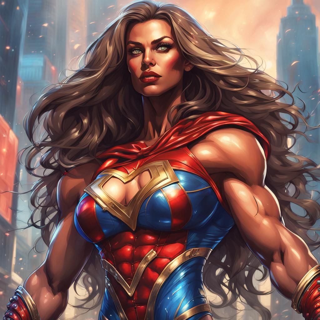Goddess Superheroine with Muscled Physique: Hyperrealistic A...