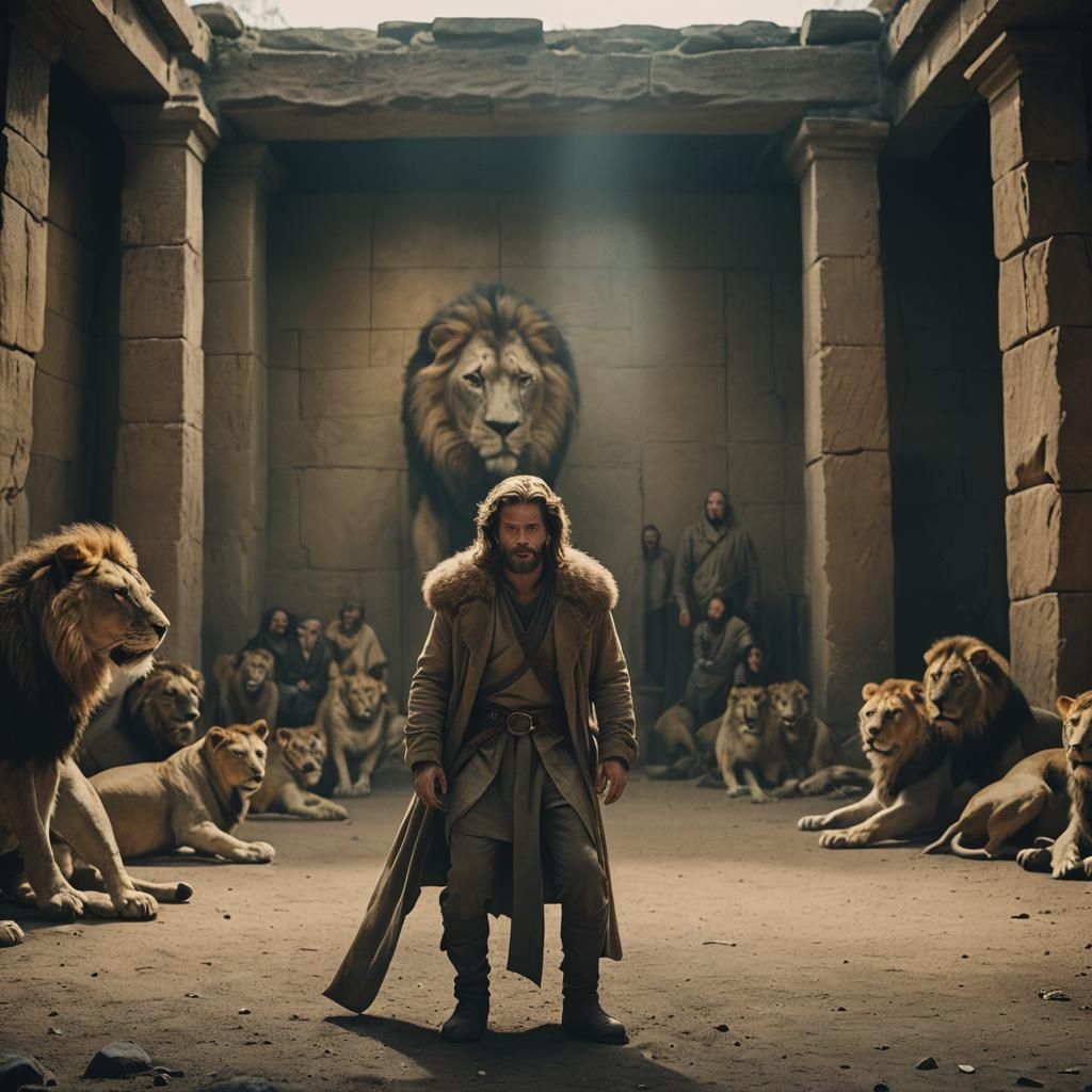 Daniel in the Lion's Den: Cinematic Still